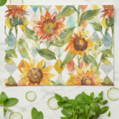 Sonnenblumen Wasserfarbene Blumen Geschirrtuch (Gefaltet)