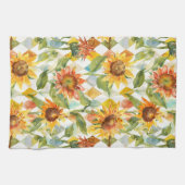 Sonnenblumen Wasserfarbene Blumen Geschirrtuch (Horizontal)