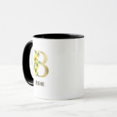 Sonnenblumen Wasserfarbener Blumenbrief B Monogram Tasse (Vorderseite Links)