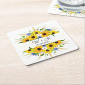 Sonnenblumen Wasserfarbener Fall Elegante Hochzeit Rechteckiger Pappuntersetzer (angewinkelt)