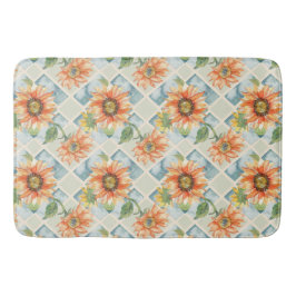 Sonnenblumen Wasserfarbenes Blumenmuster Badematte