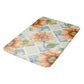 Sonnenblumen Wasserfarbenes Blumenmuster Badematte (Schrägansicht)