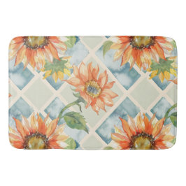 Sonnenblumen Wasserfarbenes Blumenmuster Badematte