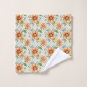 Sonnenblumen Wasserfarbenes Blumenmuster Badhandtuch Set (Waschlappen)
