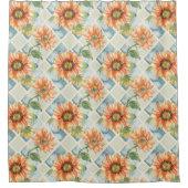 Sonnenblumen Wasserfarbenes Blumenmuster Duschvorhang (Vorderseite)