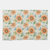 Sonnenblumen Wasserfarbenes Blumenmuster Geschirrtuch (Horizontal)