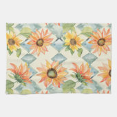 Sonnenblumen Wasserfarbenes Blumenmuster Geschirrtuch (Horizontal)