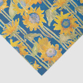 Sonnenblumen Wasserfarbenflora auf blauem Dekor Seidenpapier (Ausschnitt)