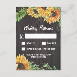 Sonnenblumen Wasserfarbenland Hochzeitskarten RSVP Karte