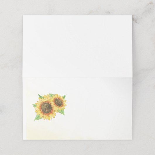 Sonnenblumen Wasserfarbenleere Platzkarten (Außenseite Aufgefaltet)
