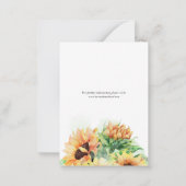 Sonnenblumen-Wasserfarbenskripte Hochzeit Das Datu Mitteilungskarte (Rückseite)