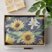 Sonnenblumen Wasserfarbenwasser Navy Holz Decoupag Seidenpapier (Geschenk)