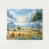 Sonnenblumen Wasserfarbenwelt Wandteppich (Vorderseite (Horizontal))