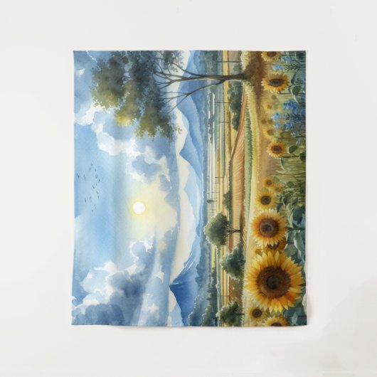 Sonnenblumen Wasserfarbenwelt Wandteppich (Vorderseite)