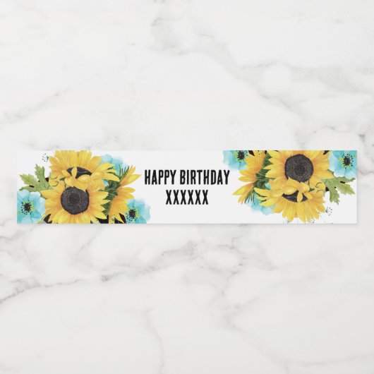 Sonnenblumen Wasserflasche ETIKETT (Einzelnes Label)