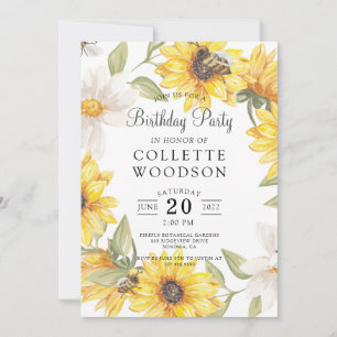 Sonnenblumen Watercolor Geburtstagsparty Einladung