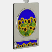 Sonnenblumen Weihnachtsschmuck Ukraine Flaggenfarb Banner-Ornament Silber (Rechts)