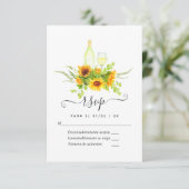 Sonnenblumen Wein Brautparty RSVP Karte (Stehend Vorderseite)
