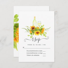 Sonnenblumen Wein Brautparty RSVP Karte