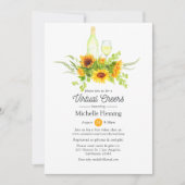 Sonnenblumen Wein Degustation Virtual Brautparty Einladung (Vorderseite)