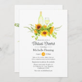 Sonnenblumen Wein Degustation Virtual Brautparty I Einladung (Vorne/Hinten)