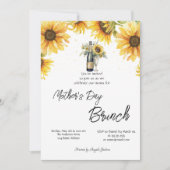 Sonnenblumen Wein Flasche Glas Muttertag Brunch Einladung (Vorderseite)