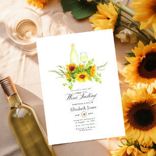 Sonnenblumen-Weinverkostung-Brautabschiedsparty Einladung