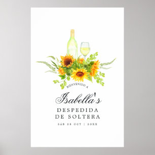 Sonnenblumen-Weinverkostung-Brautabschiedswelcome Poster