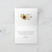 Sonnenblumen Weiße Blume Grün Rustikale Hochzeit Dankeskarte (Innenseite)