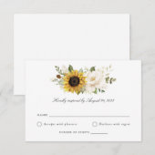 Sonnenblumen Weiße Blumengrün Hochzeit RSVP Karte (Vorne/Hinten)