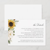 Sonnenblumen Weiße Blumengrün Hochzeitsstimmung Einladung (Vorne/Hinten)