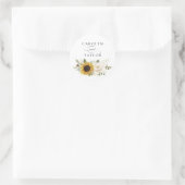 Sonnenblumen Weiße Blumengrün Umschlag Runder Aufkleber (Tasche)