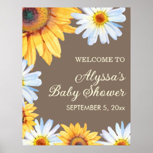 Sonnenblumen Weiße Margeriten Baby Shower Willkomm Poster