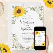 Sonnenblumen Weiße Rosen Geometrische botanische H Einladung