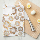 Sonnenblumen Weißgold Monogramm Geschirrtuch (Viertel Falte)