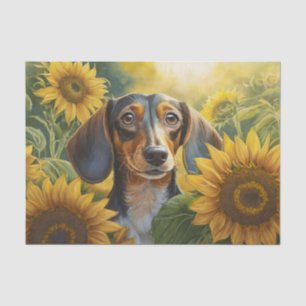 Sonnenblumen Welpe Liebe, Schwarze Dackel Gewebepa Seidenpapier