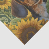 Sonnenblumen Welpe Liebe, Schwarze Dackel Gewebepa Seidenpapier (Ausschnitt)