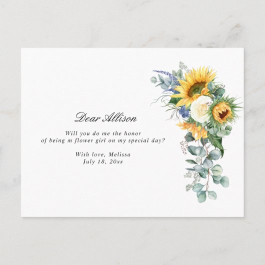 Sonnenblumen werden Sie meine Blumenkarte sein Einladungspostkarte (Rückseite)