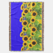 Sonnenblumen werfen unbedruckte ukrainische Flagge Decke (Vorderseite Vertikal)