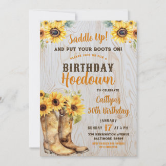 Sonnenblumen Western Hoedown Rustikales Geburtstag Einladung