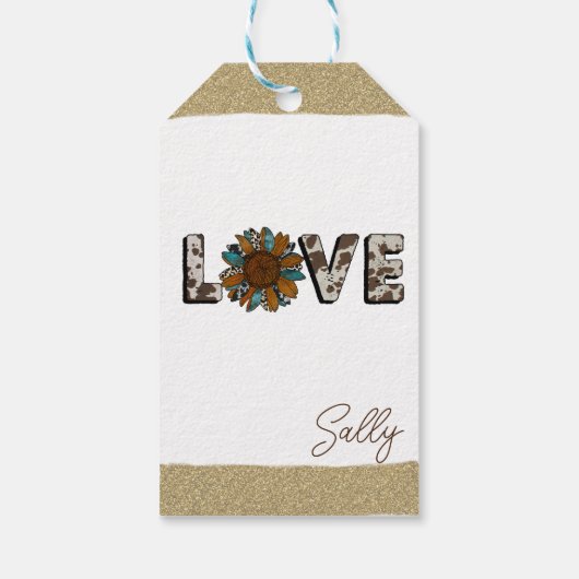 Sonnenblumen Western Liebe Boho Summer Geschenkanhänger (Rückseite)