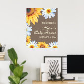 Sonnenblumen White Daisies Baby Dusche Empfang Poster (Heimbüro)