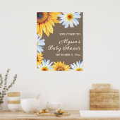 Sonnenblumen White Daisies Baby Dusche Empfang Poster (Küche)
