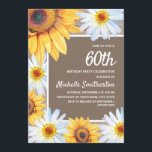 Sonnenblumen White Daisies Burlap 60. Geburtstag Einladung<br><div class="desc">Rustikale,  gelbe und braune Sonnenblumen und weiße Gänse mit schönen grünen Blätter auf der 60. Geburtstagsfeier im Stile eines Burggrafen. Ideal für Sommer- oder Herbstfeiern. Kontaktieren Sie uns für Hilfe bei der Anpassung oder um passende Produkte anzufordern.</div>