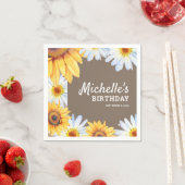 Sonnenblumen White Daisies Burlap Custom Geburtsta Serviette (Beispiel)