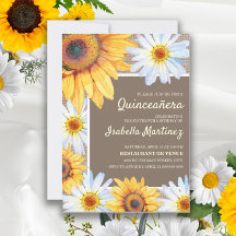 Sonnenblumen White Daisies Burlap Quinceañera 15.