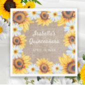 Sonnenblumen White Daisy Burlap Quinceñera Name Serviette