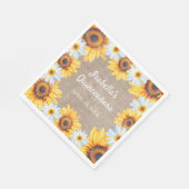 Sonnenblumen White Daisy Burlap Quinceñera Name Serviette (Ecke)