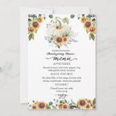 Sonnenblumen White Pumpkin Erntedank Dinner Menu Dankeskarte (Vorderseite)