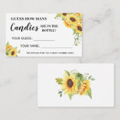 Sonnenblumen Wie viele Candies Baby Duschspielkart Platzkarte (Vorne/Hinten)